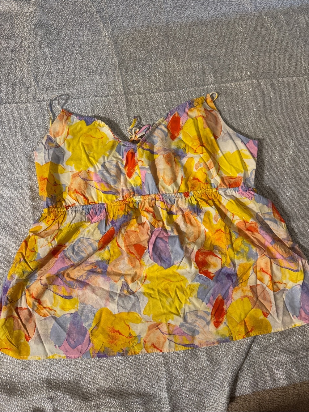 Isabel Maternity by Ingrid & Isabel Yellow Floral Watercolor Spaghetti Strap Top